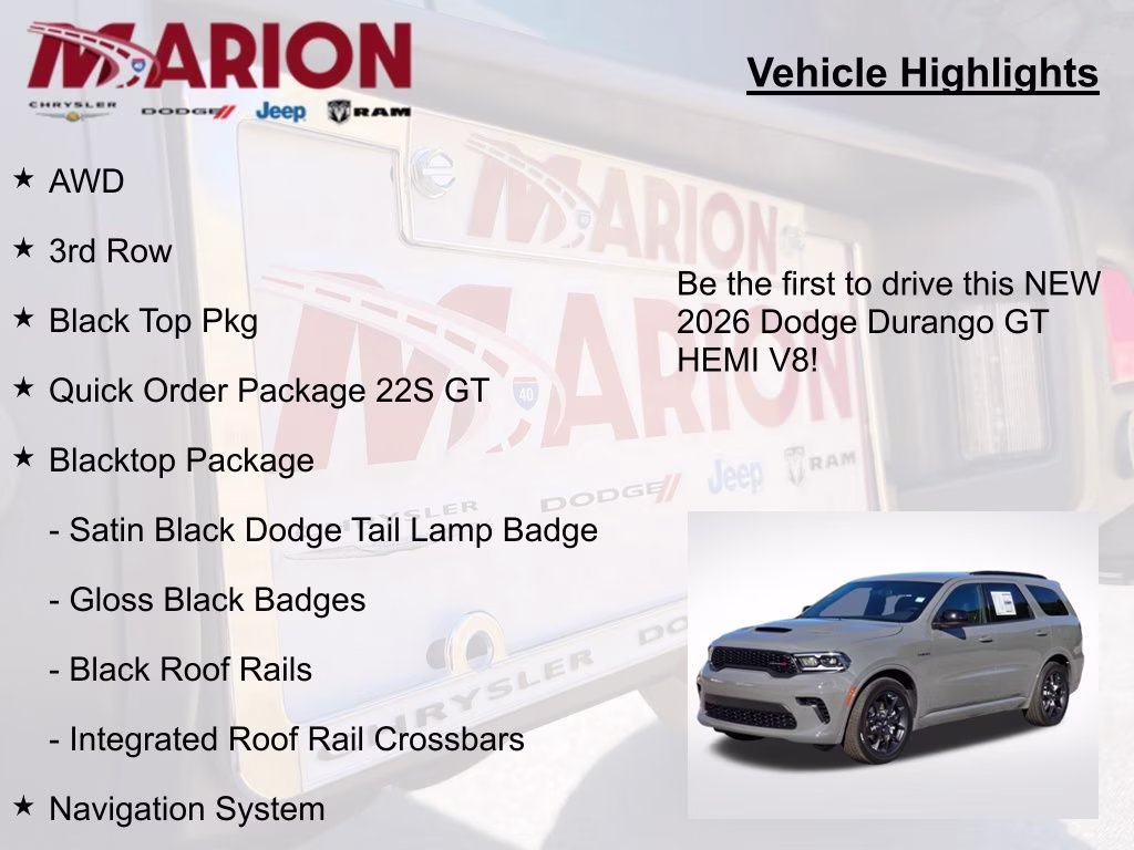 2026 Destroyer Gray Clearcoat Dodge Durango GT HEMI V8 AWD SUV