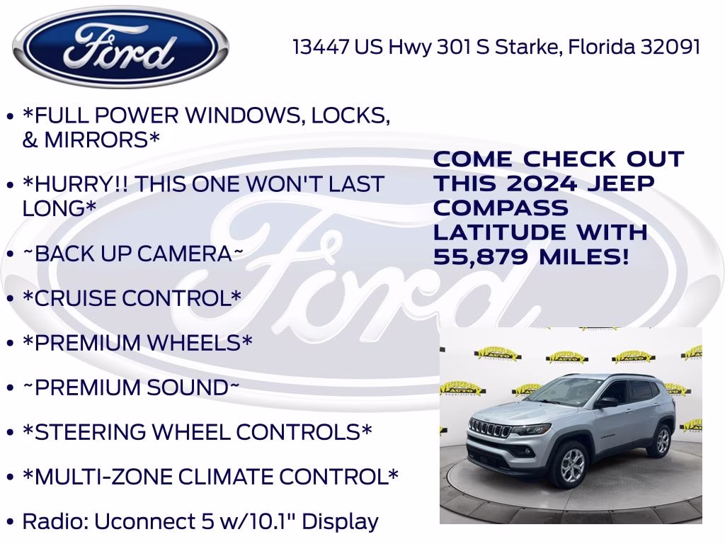 2024 Silver Zynith Metallic Clearcoat Jeep Compass Latitude 4X4 SUV