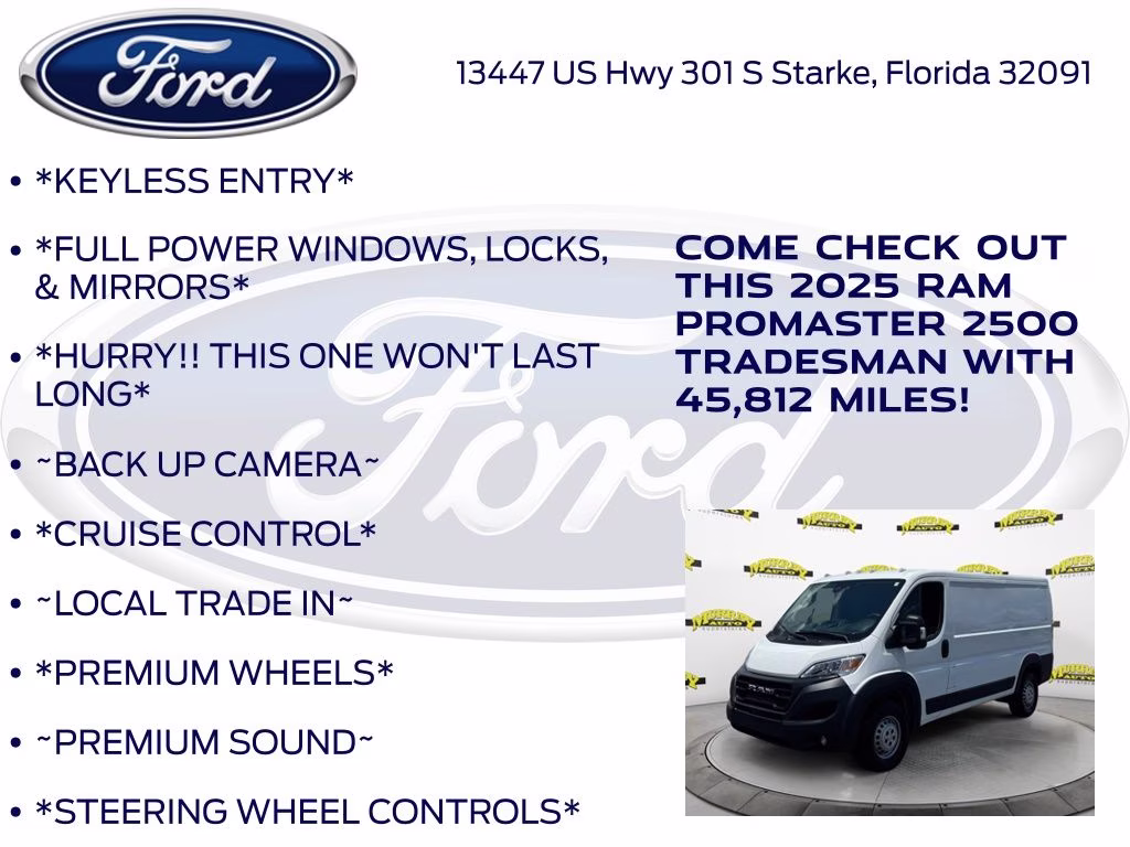 2025 Bright White Clearcoat Ram ProMaster 2500 Base FWD Van