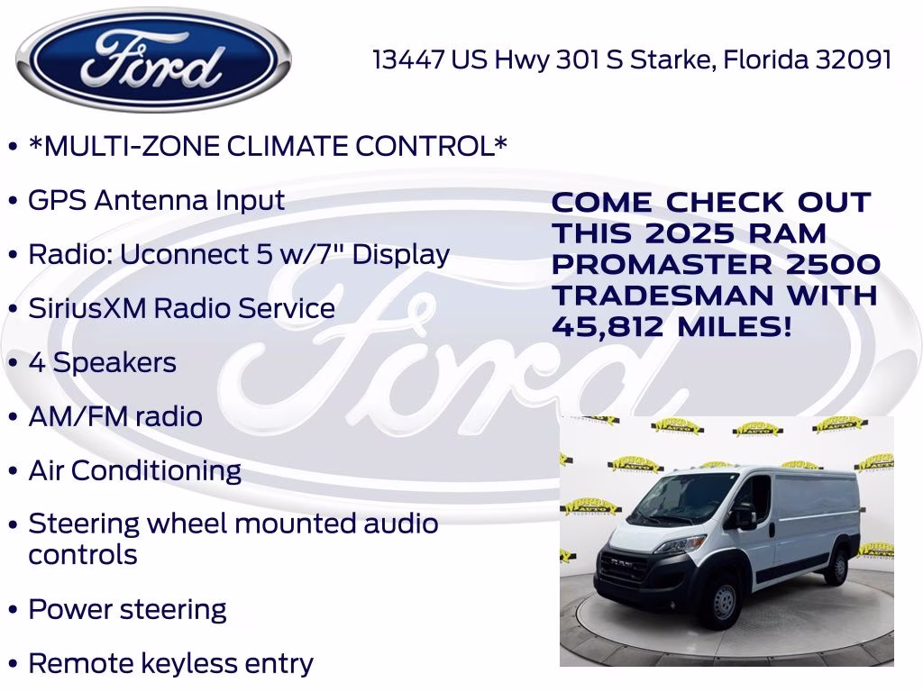 2025 Bright White Clearcoat Ram ProMaster 2500 Base FWD Van