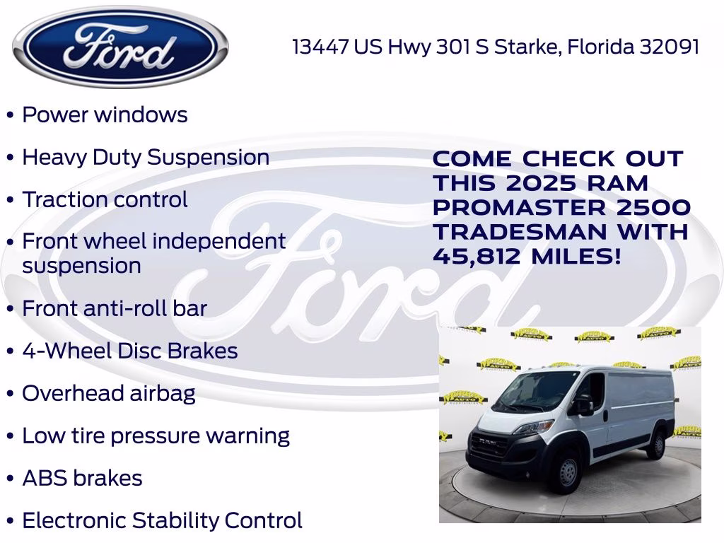 2025 Bright White Clearcoat Ram ProMaster 2500 Base FWD Van