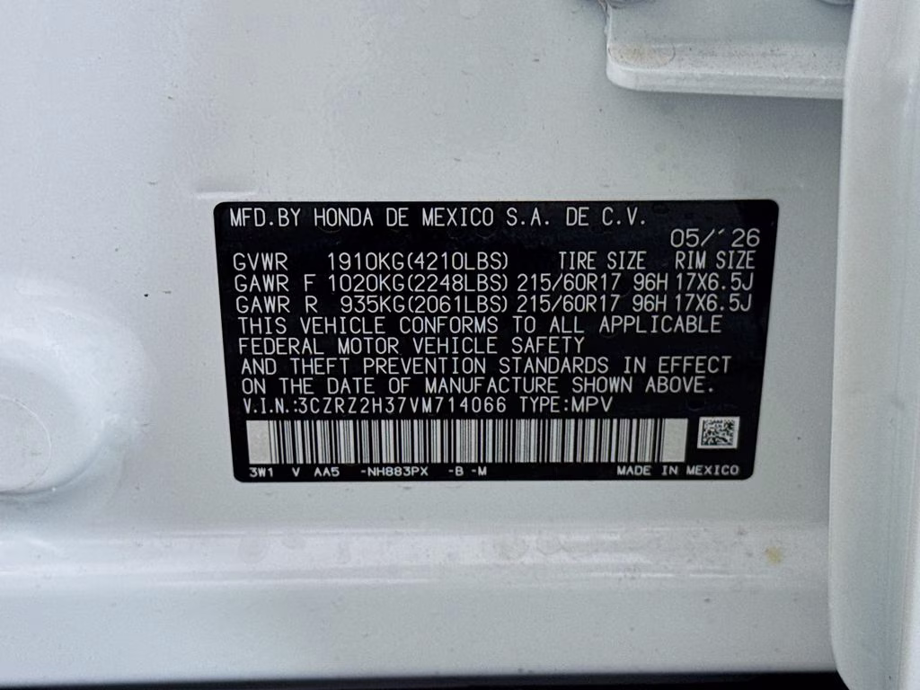 2027 Platinum White Pearl Honda HR-V LX AWD SUV