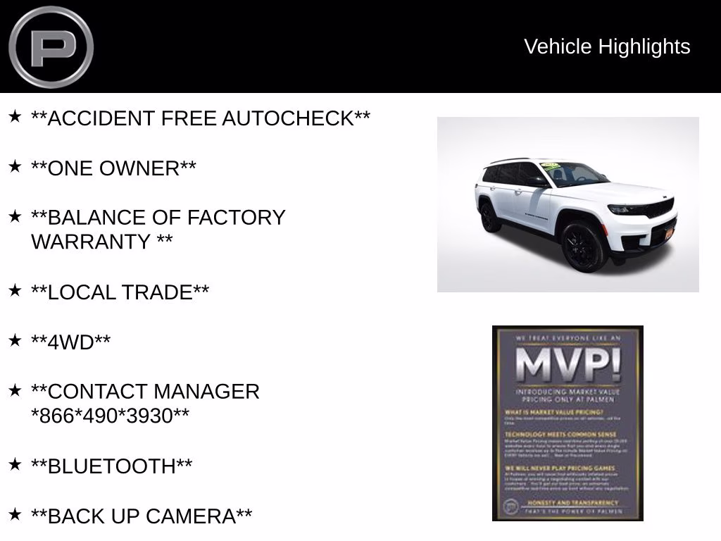 2024 Bright White Clearcoat Jeep Grand Cherokee L Altitude X 4X4 SUV