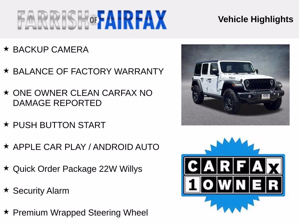 2025 Bright White Clearcoat Jeep Wrangler Willys 4X4 SUV
