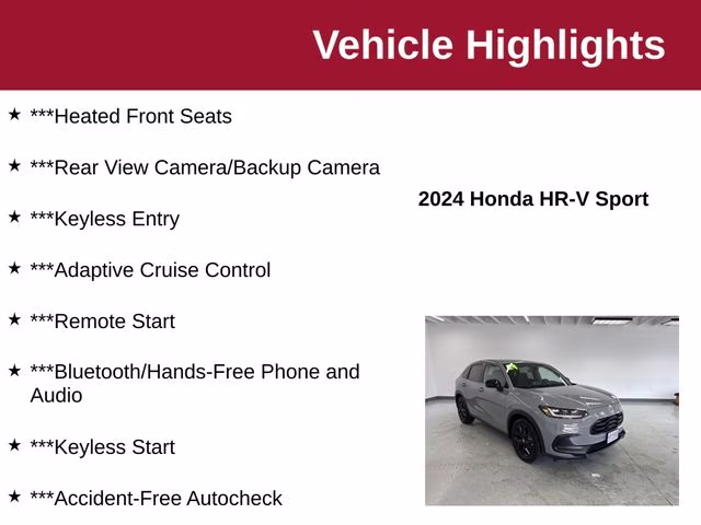 2024 Urban Gray Pearl Honda HR-V Sport AWD SUV