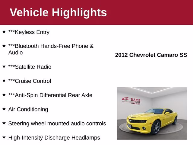 2012 Rally Yellow Chevrolet Camaro SS RWD Coupe