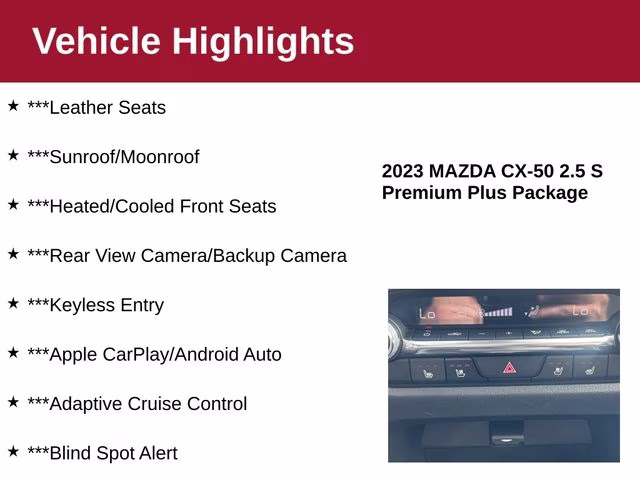 2023 Jet Black Mica Mazda CX-50 2.5 S Premium Plus Package AWD SUV