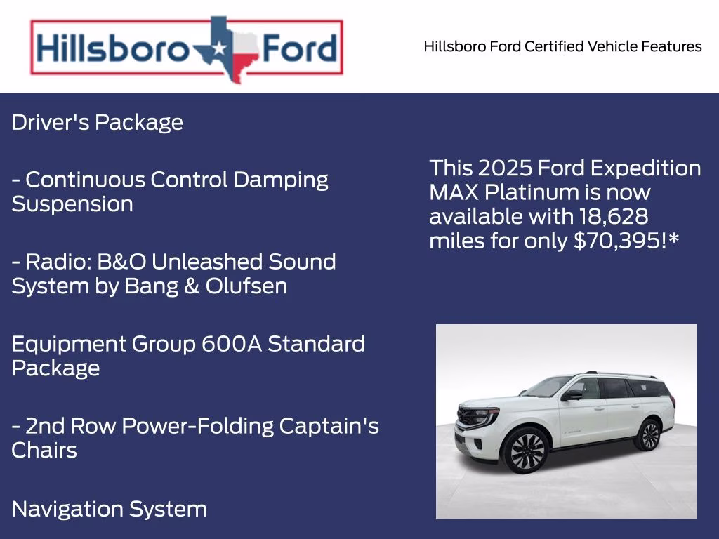 2025 Star White Metallic Tri-Coat Ford Expedition Max Platinum 4X4 SUV