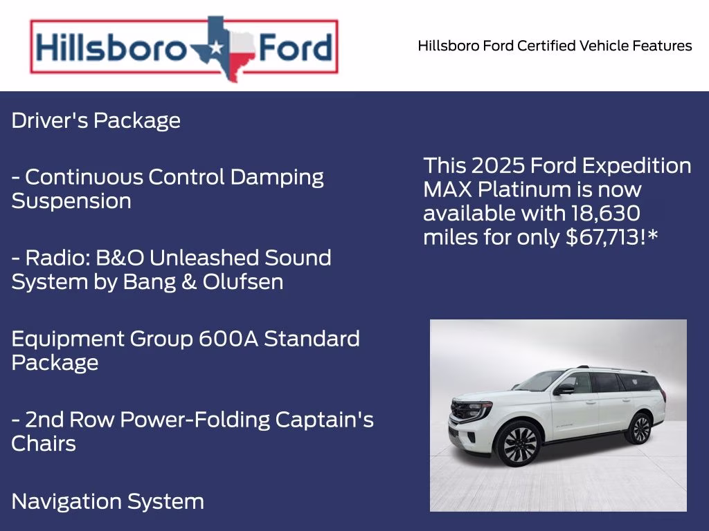 2025 Star White Metallic Tri-Coat Ford Expedition Max Platinum 4X4 SUV