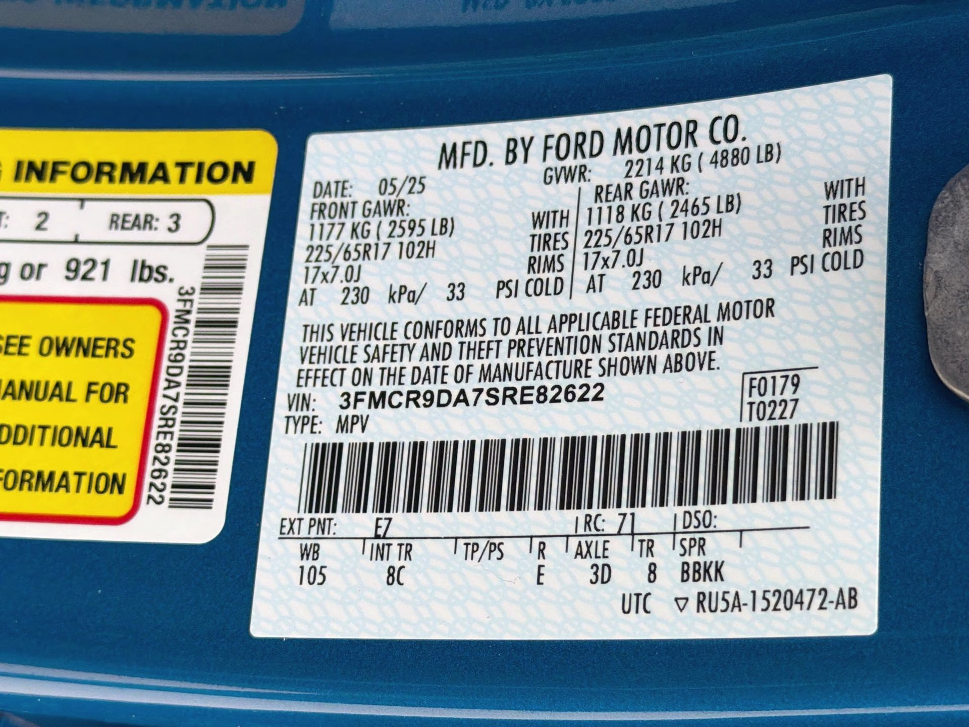 2025 Velocity Blue Metallic Ford Bronco Sport Badlands 4X4 SUV