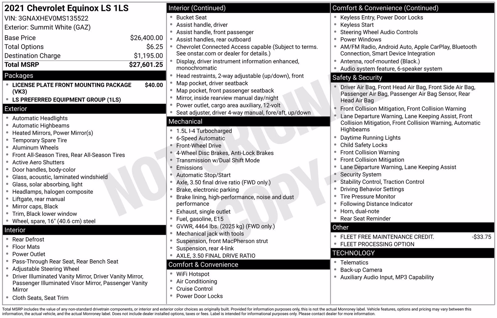 2021 Summit White Chevrolet Equinox LS FWD SUV