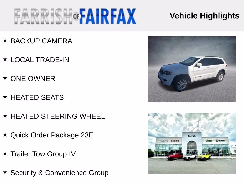 2017 Bright White Clearcoat Jeep Grand Cherokee Laredo 4X4 SUV