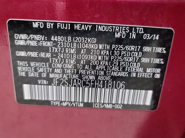 2015 Venetian Red Pearl Subaru Forester 2.5i Limited AWD SUV