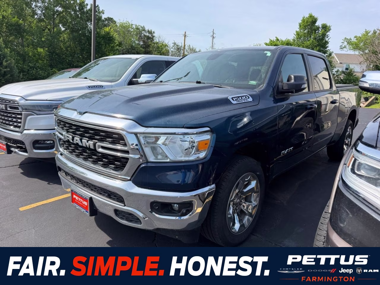 2022 Patriot Blue Pearlcoat Ram 1500 4WD Big Horn Crew Cab 4X4 Truck