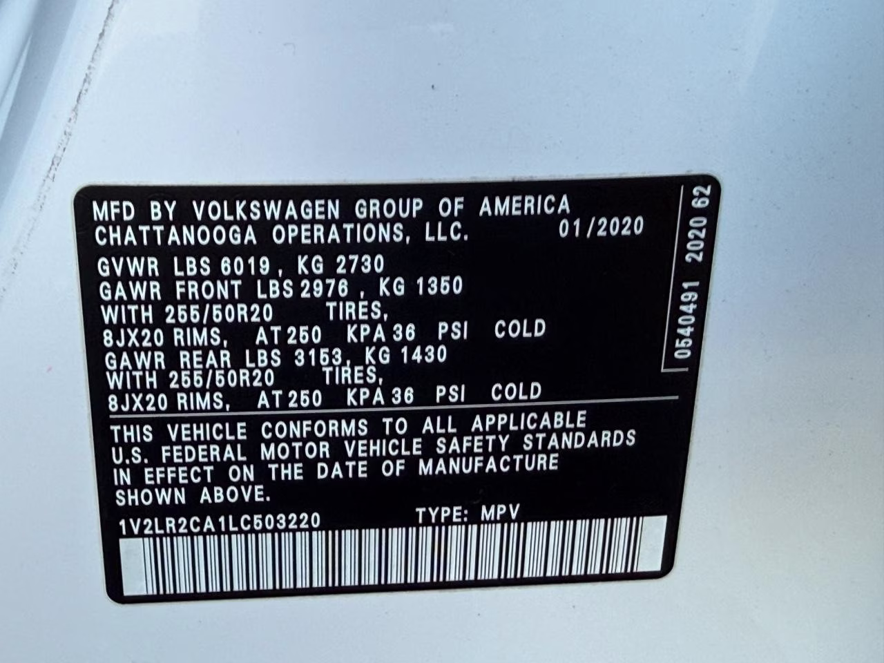 2020 Pure White Volkswagen Atlas 3.6L V6 SE 4MOTION AWD SUV