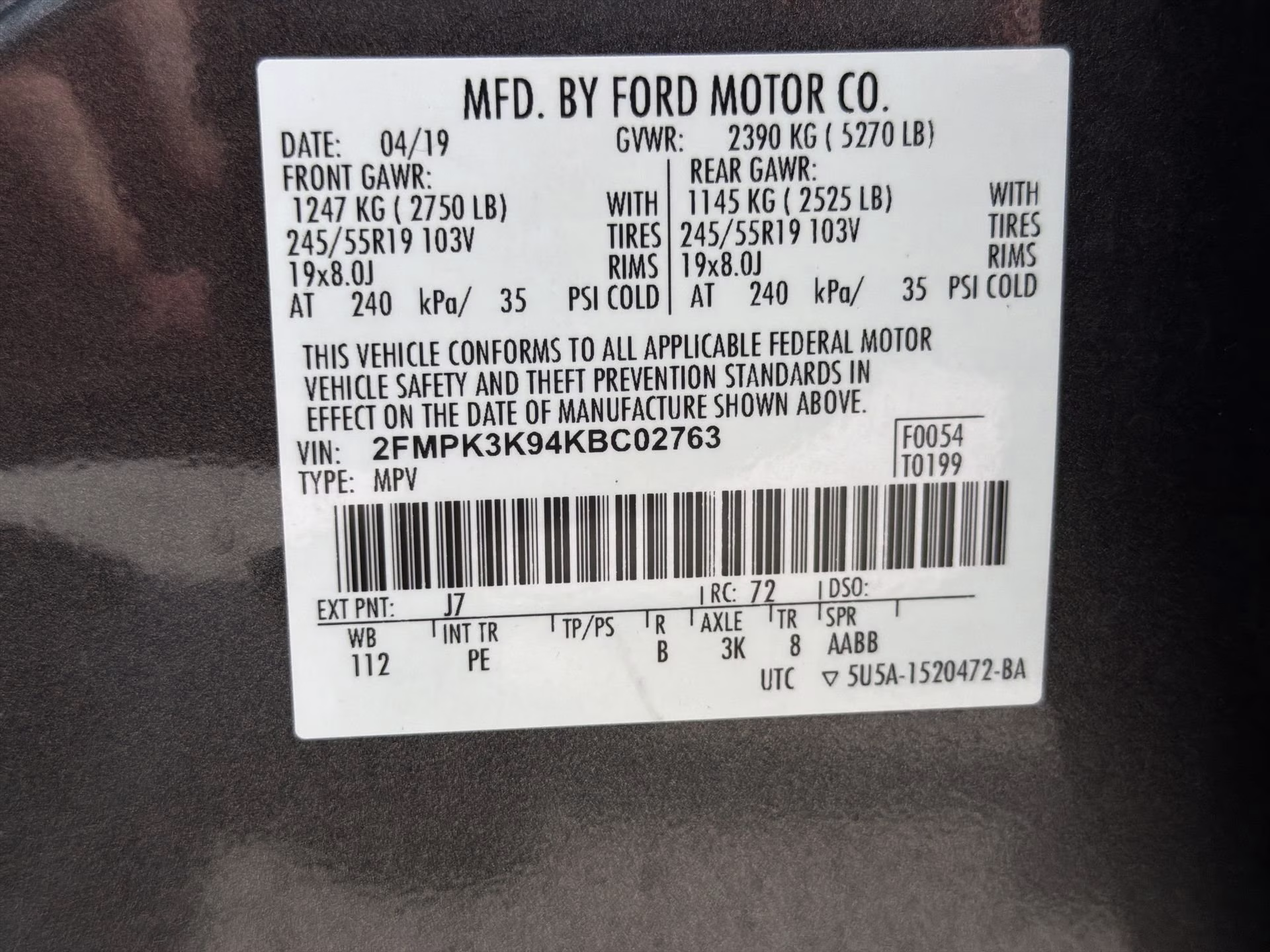2019 Magnetic Metallic Ford Edge Titanium FWD SUV