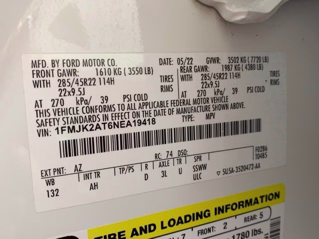 2022 Star White Metallic Tri-Coat Ford Expedition Max Limited 4X4 SUV