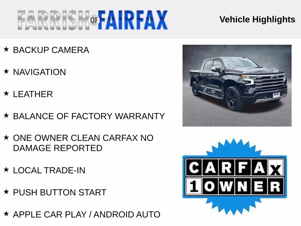 2025 Black Chevrolet Silverado 1500 High Country 4X4 Truck