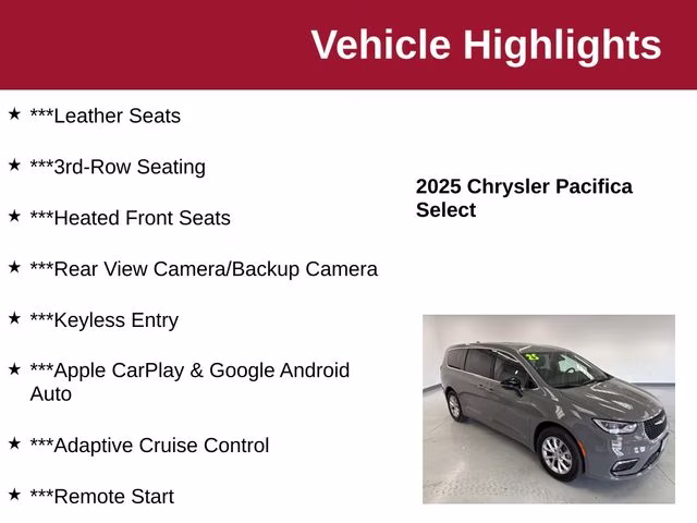 2025 Ceramic Gray Clearcoat Chrysler Pacifica Select AWD Van