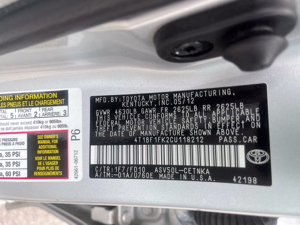 2012 Classic Silver Metallic Toyota Camry LE FWD Sedan