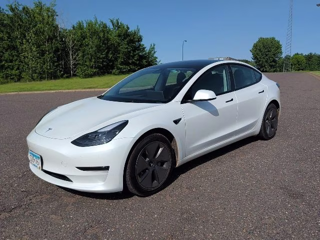 2023 White Tesla Model 3 Base RWD Sedan