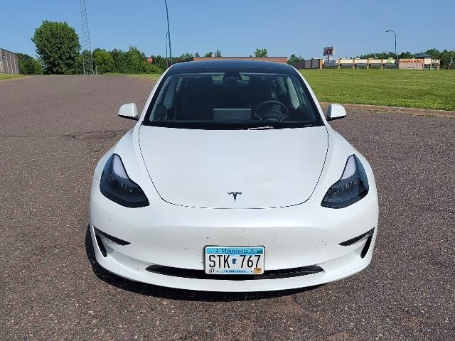 2023 White Tesla Model 3 Base RWD Sedan