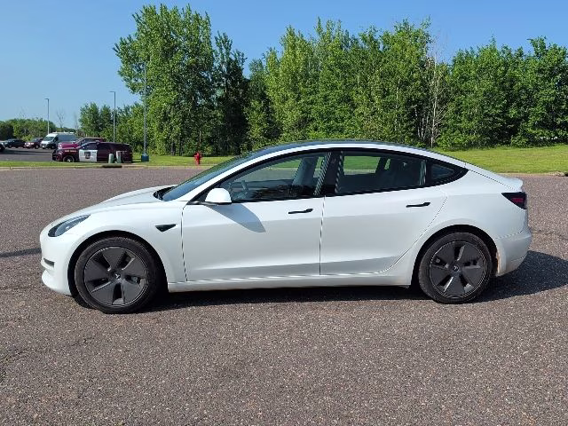2023 White Tesla Model 3 Base RWD Sedan