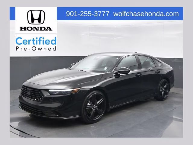 2025 Crystal Black Pearl Honda Accord Hybrid Sport-L FWD Sedan