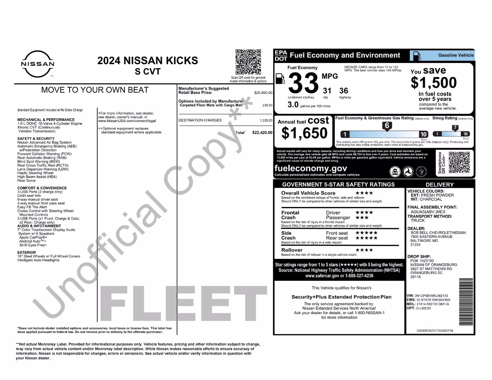 2024 Fresh Powder Nissan Kicks S FWD SUV