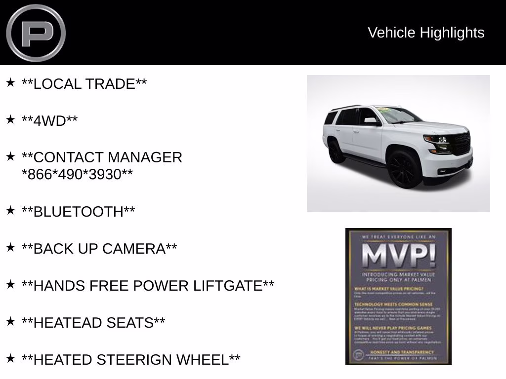 2020 Summit White Chevrolet Tahoe LT 4X4 SUV
