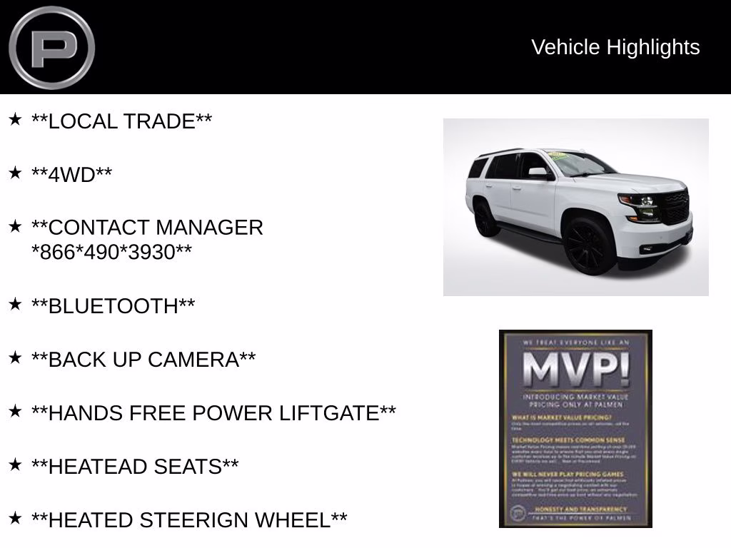 2020 Summit White Chevrolet Tahoe LT 4X4 SUV