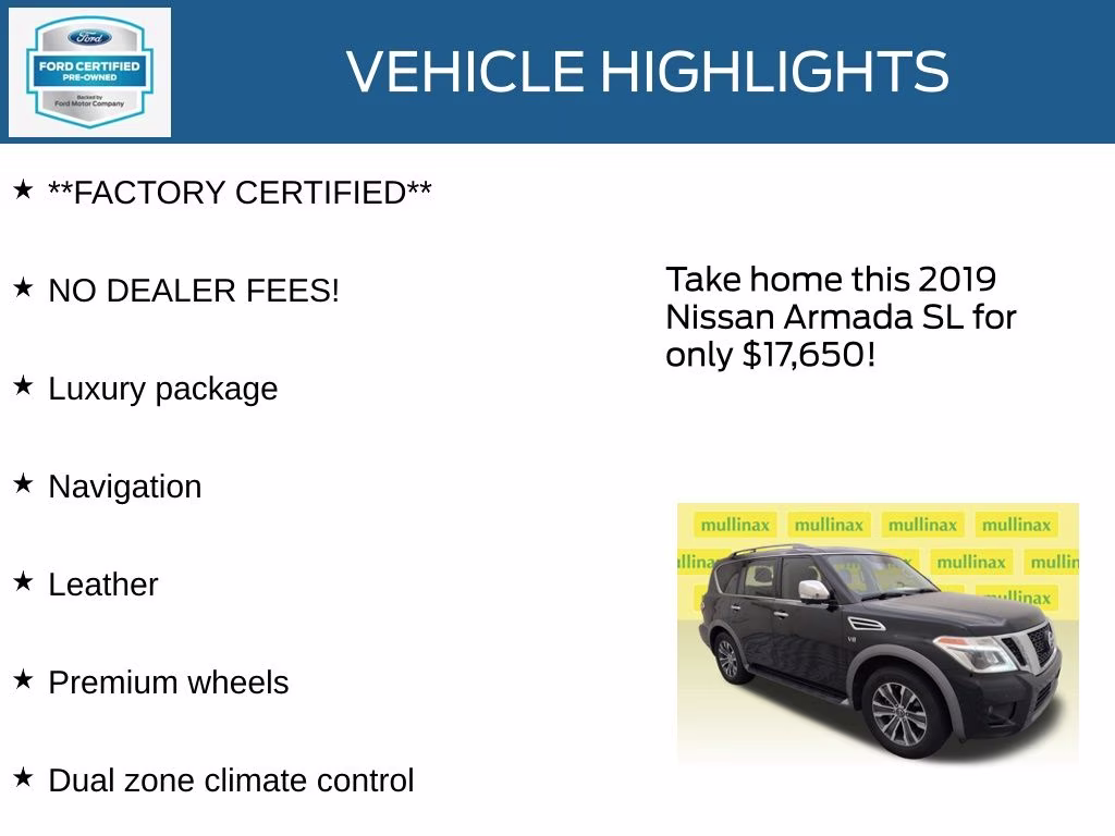 2019 Super Black Nissan Armada SL RWD SUV