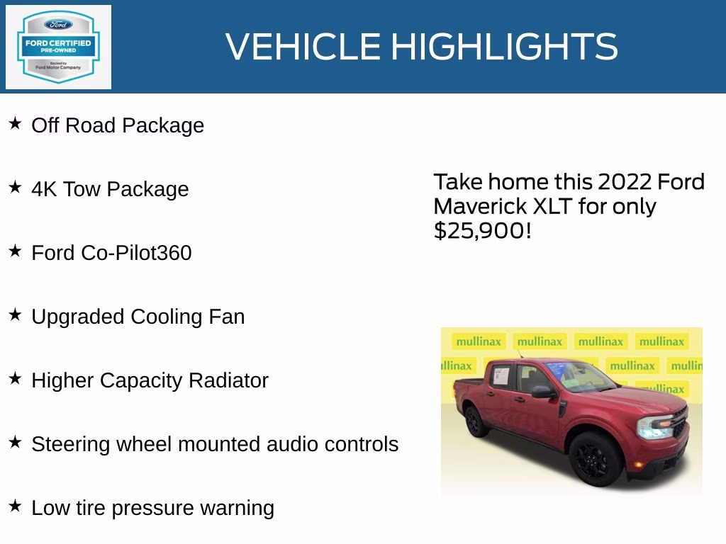 2022 Hot Pepper Red Tinted Clearcoat Metallic Ford Maverick XLT AWD Truck