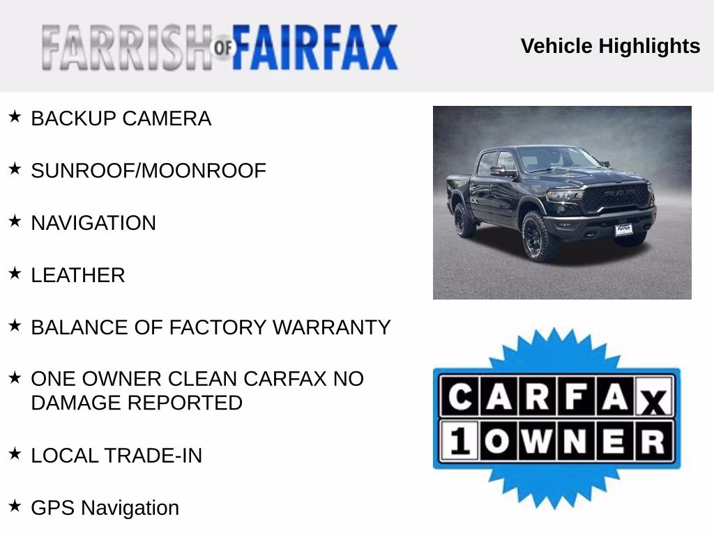 2025 Diamond Black Crystal Pearlcoat Ram 1500 Rebel 4X4 Truck