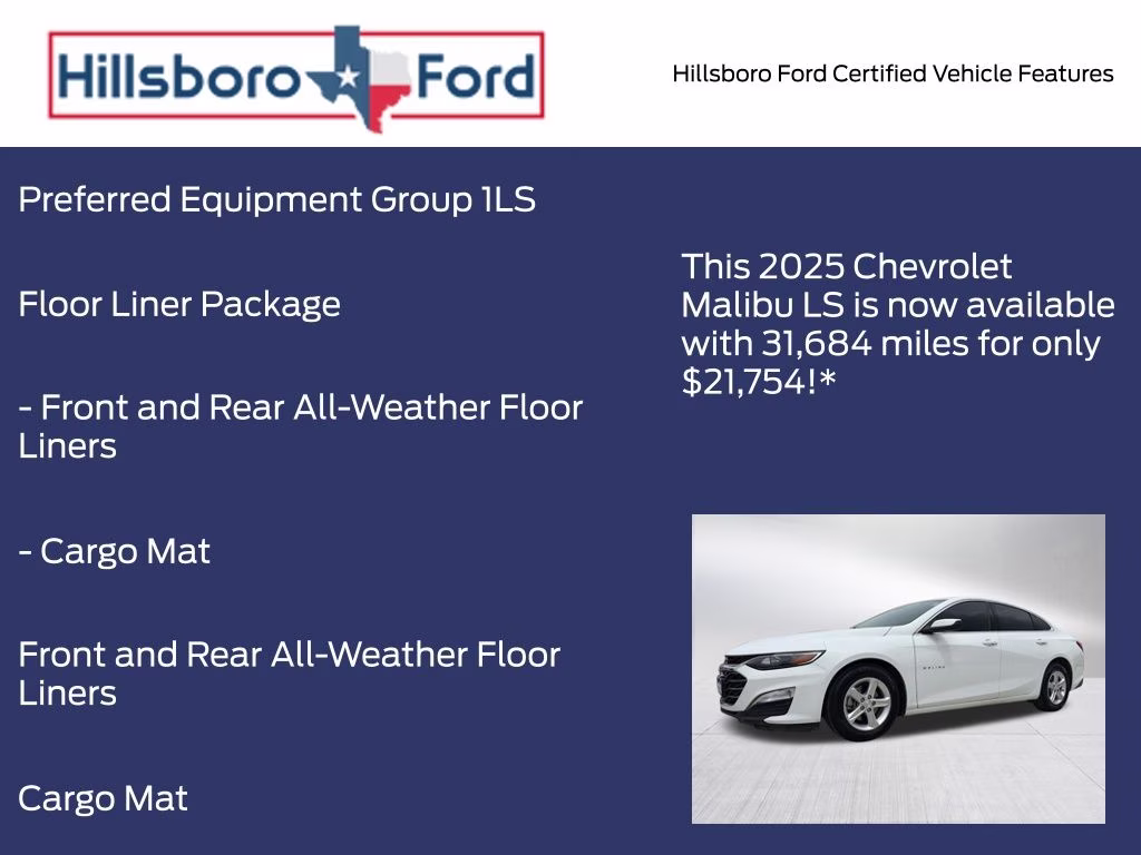 2025 Summit White Chevrolet Malibu LS FWD Sedan