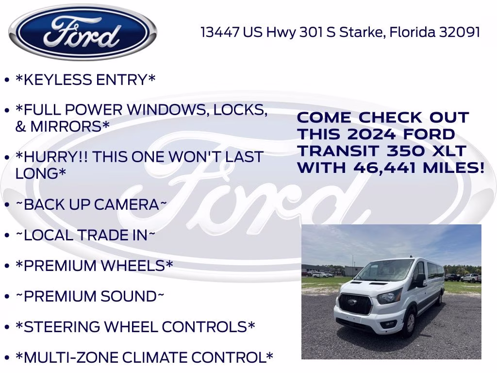 2024 Oxford White Ford Transit-350 XLT RWD Crossover