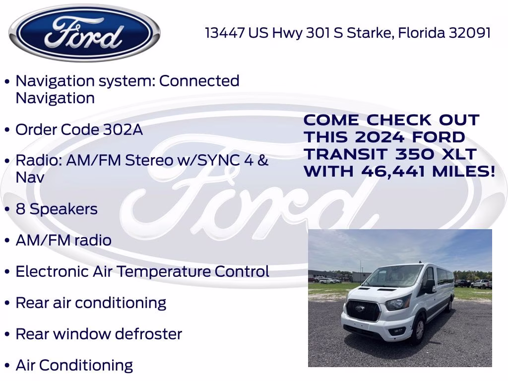 2024 Oxford White Ford Transit-350 XLT RWD Crossover