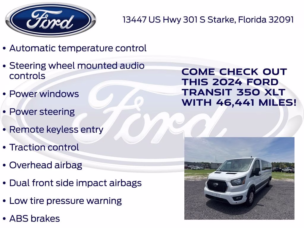 2024 Oxford White Ford Transit-350 XLT RWD Crossover
