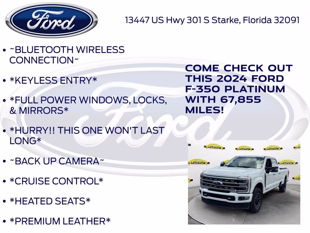 2024 White Metallic Ford Super Duty F-350 SRW Platinum 4X4 Truck