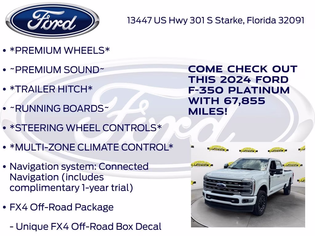 2024 White Metallic Ford Super Duty F-350 SRW Platinum 4X4 Truck