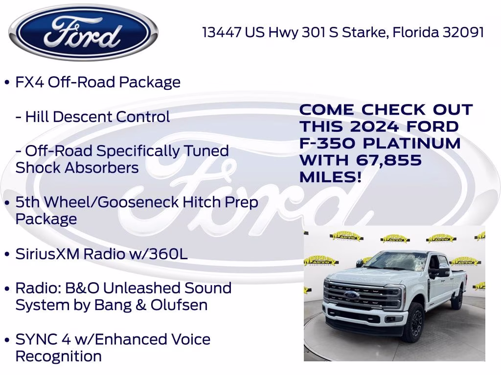 2024 White Metallic Ford Super Duty F-350 SRW Platinum 4X4 Truck