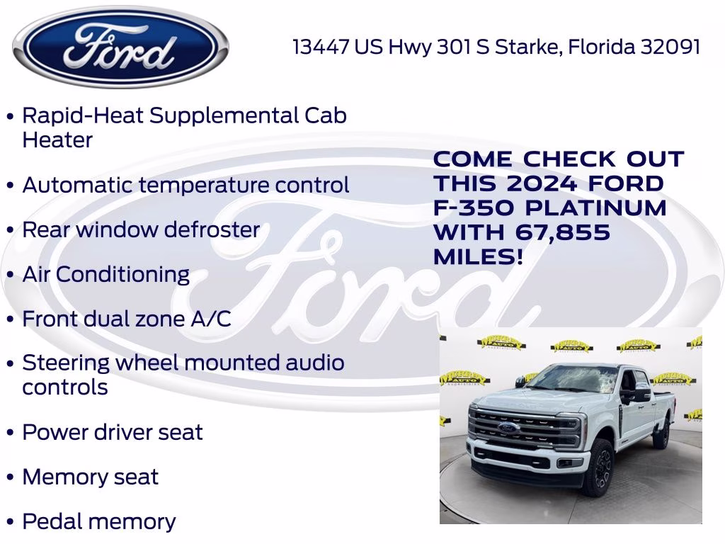 2024 White Metallic Ford Super Duty F-350 SRW Platinum 4X4 Truck