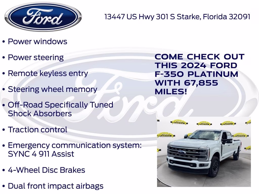 2024 White Metallic Ford Super Duty F-350 SRW Platinum 4X4 Truck