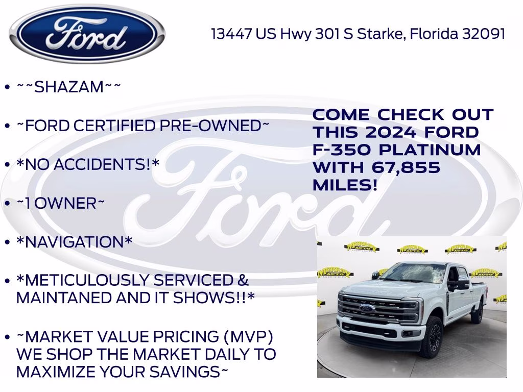 2024 White Metallic Ford Super Duty F-350 SRW Platinum 4X4 Truck