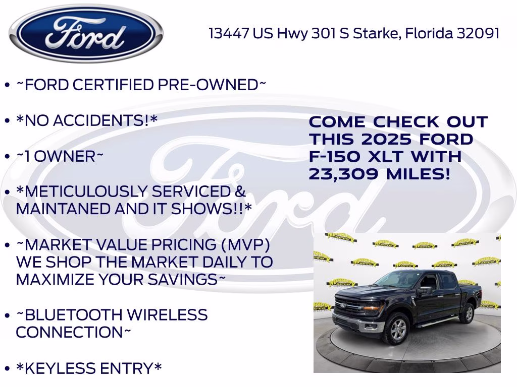 2025 Black Metallic Ford F-150 XLT 4X4 Truck