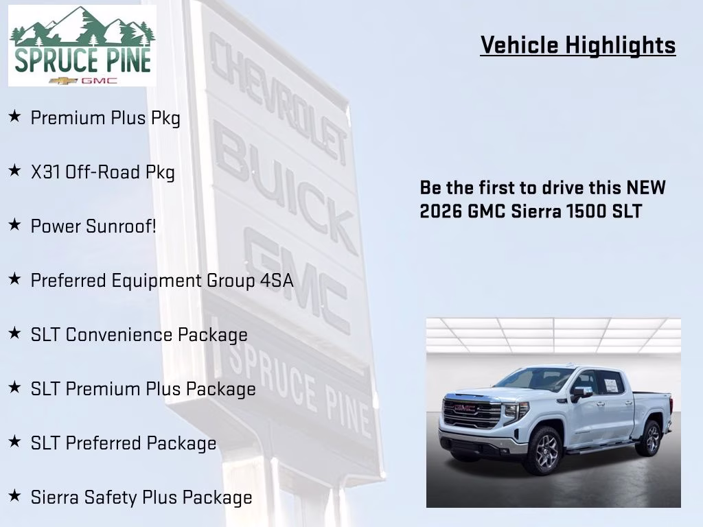 2026 Glacier White Tricoat GMC Sierra 1500 SLT 4X4 Truck