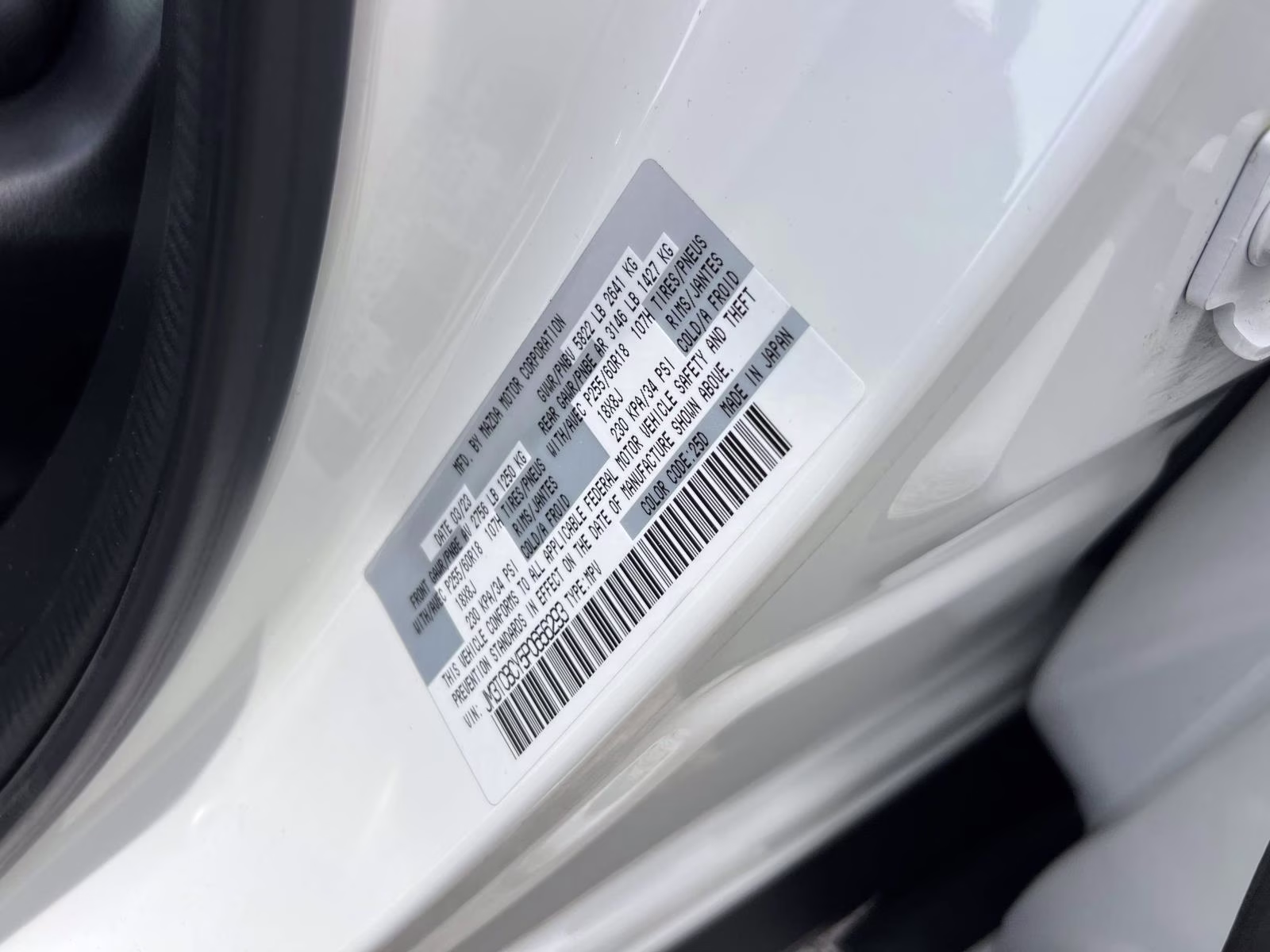 2023 Snowflake White Pearl Mica Mazda CX-9 Touring AWD SUV