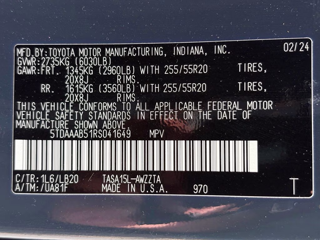 2024 Storm Cloud Toyota Grand Highlander Platinum AWD SUV