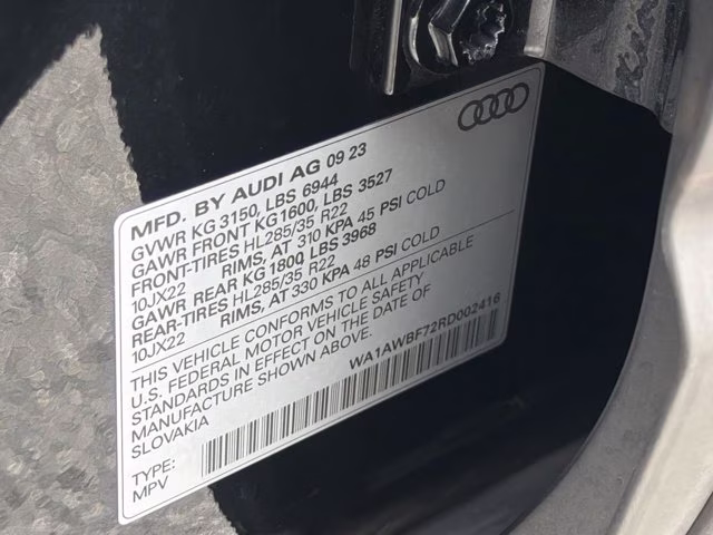2024 Mythos Black Metallic Audi SQ7 Premium Plus AWD SUV