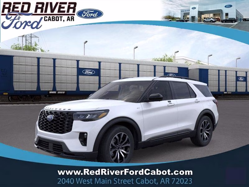 2026 Star White Metallic Tri-Coat Ford Explorer ST-Line 4X4 SUV